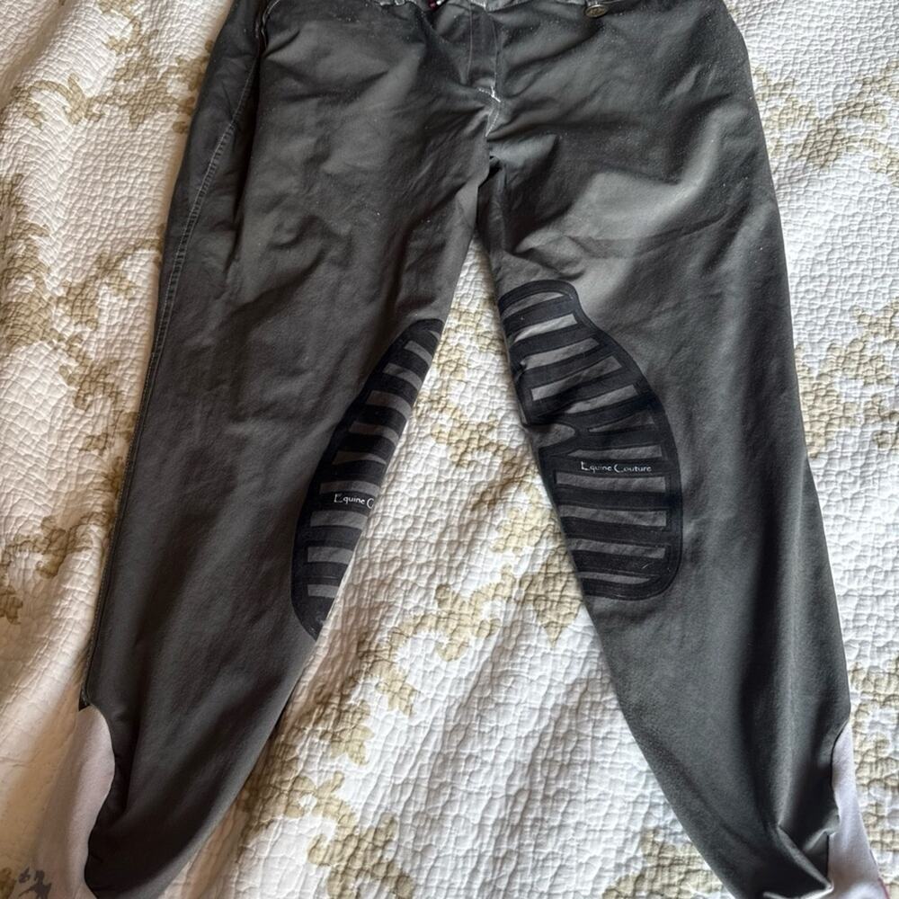 Equine Couture Gray/Sage Riding Breeches with Silicone Knee Patches